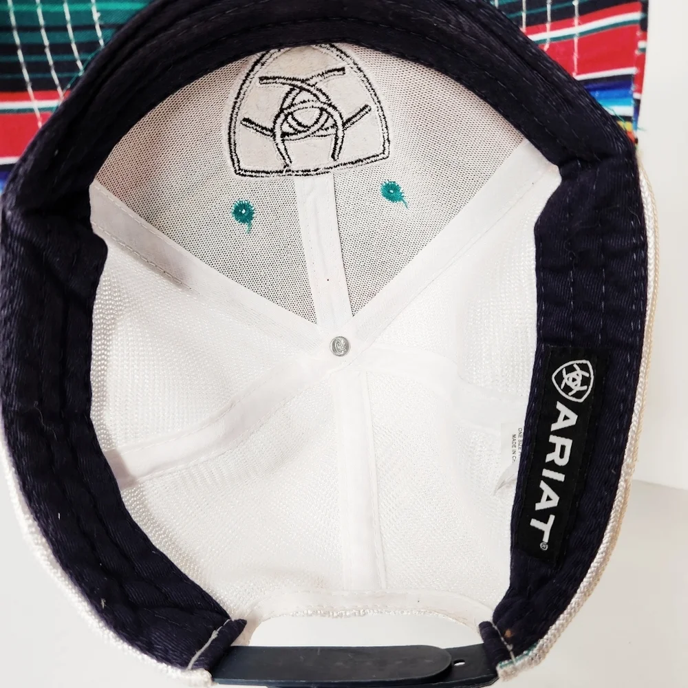 Ariat Serape Stripe Center Sheild Mesh Snap Back Trucker Hat Cap Adjusta…